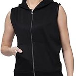 Women's Half Sleeves Standard Length Cotton Fleece Premium Jacket with Hood-image-3