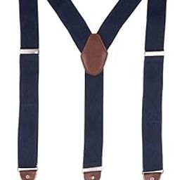 Diamond Tip Navy Blue With Brown Y-Back Clip-On Suspender for Men-image-47