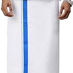 RAMRAJ Mens Cotton Blend Solid White with Fancy Border Dhoti-picture-15