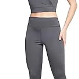 clovia Women's Snug Fit Active Tights - Grey-picture-29