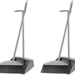 AB TRADING Broom and Dustpan Set for Home Cleaning – 84CM Long Handle, Foldable Upright Storage – Stainless Steel & Plastic, Soft Bristles, Windproof Design Hard Floor Sweeping Tool (Grey, Pack of 2)-image-18