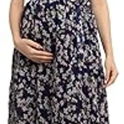 moms maternity Women's Georgette Maternity Maxi Dress/Floral Print Pregnancy Dress/Easy Breast Feeding Baby Shower Dress/Western Dress with Zippers for Nursing Pre and Post Maternity-picture-31