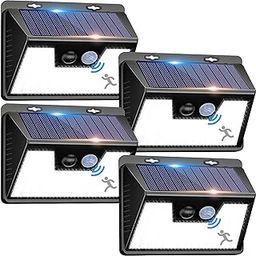Peasur Solar Outdoor Lights [4 Pack/140LED], Motion Sensor Outdoor Lights Ultra-Bright, Solar Powered Security Lights 3 Working Modes, Solar Lights Outdoor Waterproof for Outside Garden Yard (500LM)-1