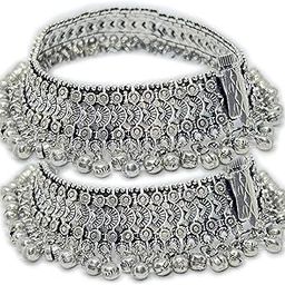 Oxidized German Traditional Ethnic Broad and heavy Payal Anklets (PAEJEB) for Women and Girls choose from models 30 mm, 26 mm, 26 mm with bell sound-48