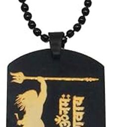 Om Namah Shivay Trishul Pendant Locket Gold Black Metal Reactangle Pendant Necklace Chain for Men and Women-image-71