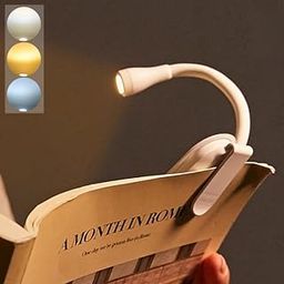CYMNIX USB Rechargeable Clip-On Reading Light with 3 Color Modes & Flexible Neck – Portable Book Light for Bedtime Reading, Study, and Travel (White)-image-78