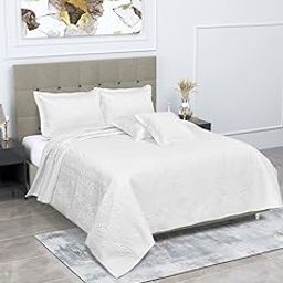 LINENWALAS 100% Vegan Bamboo Silk Bed Cover with 2 Cushion Cover and 2 Pillow Cover - Natural Soft and Best for Delicate Skin 96x106 White-image-29