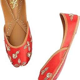 Ruby Blossom Casual Mojris/Punjabi Juttis (Leather Slip-Ons/Flats) forWomen-image-97