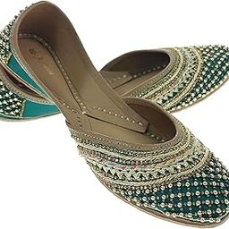 Women Blossom Genuine Soft Leather Embroidered Jutis | Bite and Pinch Free Jutti | Punjabi Formal Juttis | Girl's Wedding Flat Ladies Mojari | Formal Ethnic Juti |-image-34