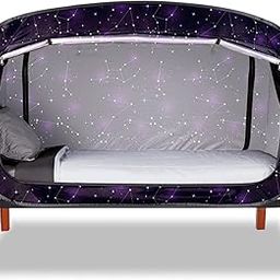 Pop Up Privacy Tent for Indoor Use Bed Canopy for Sleeping Bed Tent Double Door with Mosquito Mesh Window (Unicorn Galaxy)-image-26