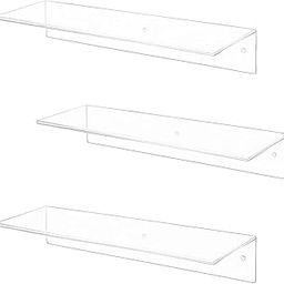 WIZZARTPRINTS L-Shaped Acrylic Floating Shelf 3 PCS | Clear Wall Mounted Shelves Invisible | 5mm Thick Shelf for Wall Storage | Shelves for Makeup/Photo/Book | Living Room & Office (12 Inch)-19