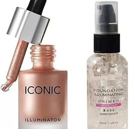MASTADI Perfect Makeup Primer And Iconic London Illuminator Liquid Shine Highlighter, Pack of 2-30