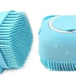 Dog Bath Brush | Soft Silicone Bristles Pet Grooming/Bathing & Massage Brushes | Dog & Cat Accessories | Labrador, German Shepherd, Golden Retriever | Shampoo Dispenser Washing Brush-Pack of 1-18