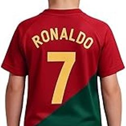 Sports Soccer Boys Football Portugal Jersey Ronaldo 7 Home Kit Jersey Set T-Shirt with Green Shorts(Kid's,Boy's & Men)-image-82