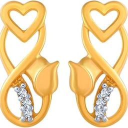 p.c. chandra jewellers 14k (585) Yellow Gold and American Diamond Stud Earrings for Women-picture-20
