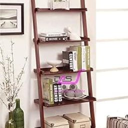 Dream Arts Shoppee Engineered Wood Ladder Shape 5 Tier Designer Book Case Wall Shelf for Home, Living Room Decoration (Brown)-picture-8
