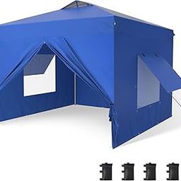 PHI VILLA Privacy 10’x10’Pop up Canopy Tent Enclosed Instant Gazebo Shelter Party Tent with Detachable & Interchangeable Sidewalls and Mesh Windows, Waterproof, Blue-image-62