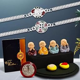 Oblivion Baby Buddha Set of 4 for Brother – Rakhi for Brother Set of 1, Silver Color Pooja Coin & Greeting Card, Gift for Bhai, Bhabhi & Kids, Traditional Raksha Bandhan Celebration Combo Kit 2025-image-48