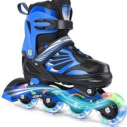 Deoxys Adjustable Inline Skates for Kids and Adults with Full Light Up Wheels, Outdoor Roller Skates for Girls and Boys, Men and Women (Blue)-image-24