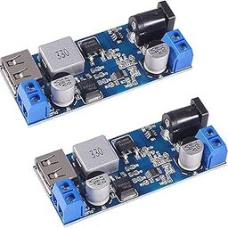 REES52 2Pcs Buck Converter Module 12v to 5v 5A USB Voltage Regulator DC 9V-36V Step Down to USB 5V Transformer Dual Output Voltage Regulator Board for Phone Fast Charging-28