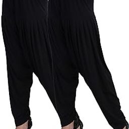 Women Drawstring Patiala Harem Pants Black Green Pink Combo 3-image-97