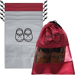 Kuber Industries Shoe Cover | Travel Shoe Storage Bags | Non-Woven Storage Bag | Shoe Cover with Drawstring | Shoe Organizer with Clear window | Pack of 6 | Multi-image-61