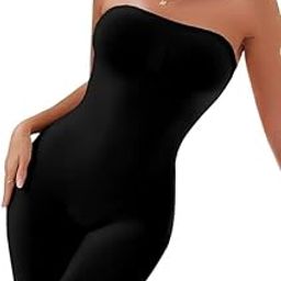 Strapless Shapewear Bodysuit for Women - Tummy Control, Butt Lifter, Mid Thigh Slimmer Body Shaper - Under Dress Full Body Shapewear Free Size (Black), Seamless & Comfortable-image-88