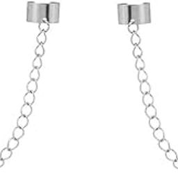 Cartilage Wide Cuff Drop Dangle Small Hoop Earrings for Women Men Boys Punk Hypoallergenic Stainless Steel Clip On Huggie Little Hoops Crawler Climbers Threader Chain Earrings Son, Metal, No Gemstone-5