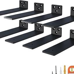 4-Pack 4 Inch Floating Shelf Brackets, Heavy Duty Hidden Shelves Bracket for Small Shelf, Kitchen Shelf, Nursery Shelf, Black Powder Coated Steel (Set of 8, 4 inch)-28