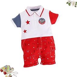 baby go Half Sleeve Cotton Round Neck Romper 3 to 6 Months for Baby boys (Red)-picture-31