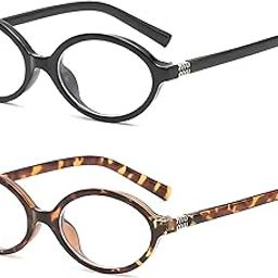 Trendy Vintage Retro Oval Anti Blue Light Glasses for Women Men | UV Protection Branded Sun Goggles | Lightweight Frame with Metal Hinges | Stylish Computer Screen Office Work Sunglasses-image-4