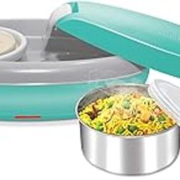 MILTON Swiftron Stainless Steel Tiffin Box Set, 260ml/262mm, Set of 2, Aqua Green-5