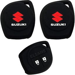 Eliane Silicone Car Key Cover 2 Button Compatible with Maruti Suzuki Baleno Grand Vitara XL6 Swift Brezza Ertiga Dzire Celerio Ciaz SX4 Ignis S Presso S Cross Fronx Alto Ritz (Black-2Pcs)-picture-30