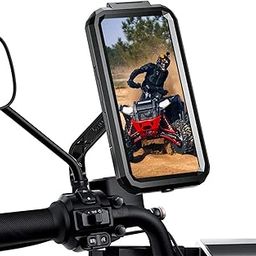 YELLOWFIN Fully Waterproof Mirror Mount Mobile Phone Holder with 360° Rotation for Bike | Motorcycle | Scooter Ideal for Maps and GPS Navigation (M18L-B2 Black)-15
