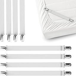 FeelAtHome 8 PCS Bed Sheet Clips Keep Bedsheets in Place-Corner Bands Suspenders for Fitted Sheets - Mattress Sheets Grippers Holders Straps Fits from Twin Queen King Garters Fasteners Clamps (White)-30