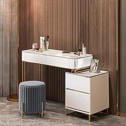 KOHINOOR DECOR Green Ply Plywood Modern and Expandable Corner Makeup Vanity | Merino Laminate Asian/Sirca DUCO Paint with Hettich/Ozone Hardware Dressing Table with Cabinet (White)-14