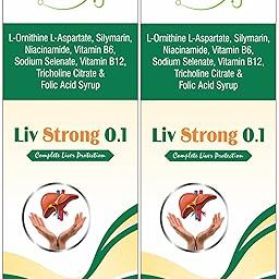 Liv Strong 0.1 L-Ornithine L-Aspartate, Silymarin, Niacinamide, Vitamin B6, Sodium Selenate, Vitamin B12 Folic Acid & Tricholine Citrate Syrup Pack Of 2-image-44