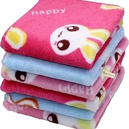 Khillayox Microfiber Small Size Face Towel/Handkerchief/Rumal - 400 GSM/Extra Soft and Super Absorbent Printed Face Towels for Women's, Kids and Newborn Babies- Set of 6 (25x25 CM) - Multicolor-77