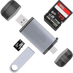 Metal Body 6 in 1 with OTG, SD Card Reader, USB Type C, USB 3.0 and Micro USB, for Memory Card | Portable Card Reader | Compatible with TF, SD,Micro SD,SDHC, SDXC, MMC,RS-MMC, Micro SDXC - Grey-21