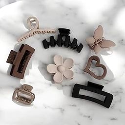 6 Pcs of Size 1.57 inches to 4.33 Inches Big Hair Claw Clip,Small Medium Largefor Women Thin Thick Long Hair Curls,Girl Matte Butterfly Banana Clips,Strong Clamp,Milk Coffee Color Hair Accessories-25