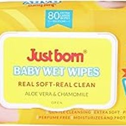 Just Born Baby Wet Wipes (80 Wipes) | Extra Thick & Large | With Aloe Vera & Chamomile | Moisturizing & Hydrating for Baby’s Sensitive Skin | Prevents Rashes & Redness | Gentle for Newborn & Kids-image-56