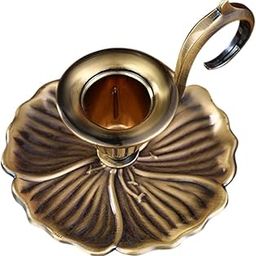 Azonee Retro Taper Candle Holder, Vintage Candlestick Holders, Dinner Handle Stand Iron Pans Fireplace Taper Centre Candelabrum Handheld Mantle Chamberstick Candle Housewarming Holders Art Room-image-38