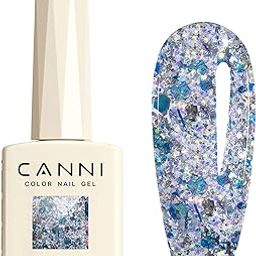 CANNI HEMA FREE Glitter Nail Gel - Glitz Flash Glitter Series Gel Nail Polish Nail Gel Polish Soak Off LED Nail Art Starter Manicure Salon DIY at Home (CE-8083, 9ml)-image-85
