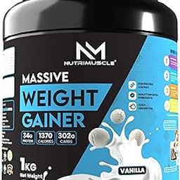 Nutrimuscle ® Massive Weight Gainer - 1 Kg - Vanilla Flavour - For Weight & Mass Gain - Contains Complex Carbohydrates,Protein and Imported Ingredients-image-21