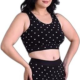 Women's Polka Print Sleeveless Plus Size Swimsuit with Crop top and High Rise Boy Shorts |Swimming Suit for Women-image-59