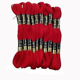 Anchor Cross Stich/Long Stich Embroidery Cotton Threads Red, Pack of 10, 8 Mt Each Skeins-14