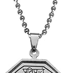 Religious Chatrapati Shivaji Maharaj Rajmudra Black And Silver Stainless Steel Pendant Necklace Chain-image-46