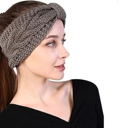 Winter Woolen Headband for Women and Girls Knitted Bow Hair Band for Spa Casual Ear Warmer Earmuff (D Grey, Freesize)-image-88