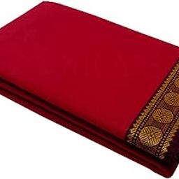 Anka's Handmade Bharatanatyam & Kuchipudi Dance Practice Cotton Saree (Red With Black&Gold Colour Rudrakshi Border)-image-11