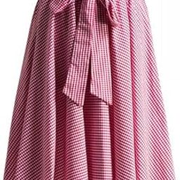 Gingham Front Tie Knee Length Skirt - 25 inches-image-7